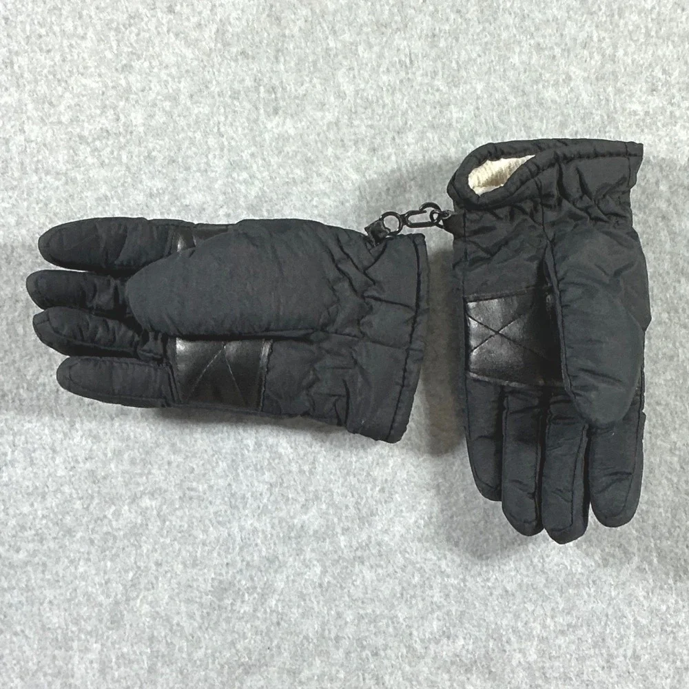 Vintage Power Rangers Black Ranger Winter Gloves Boys Size 4-7X Black Nylon Snow